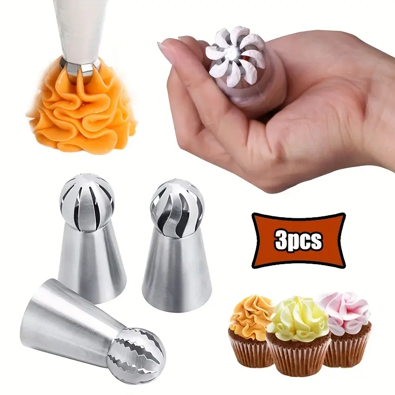 Kitchen Set Bakery - 3pcs Stainless Steel Piping Tips Set,