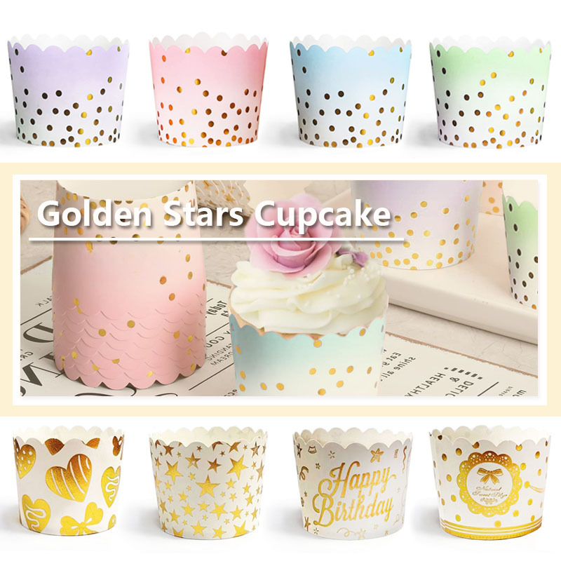 Kitchen Paper For Baking - 50Pcs Gold Dots Paper Baking Cups