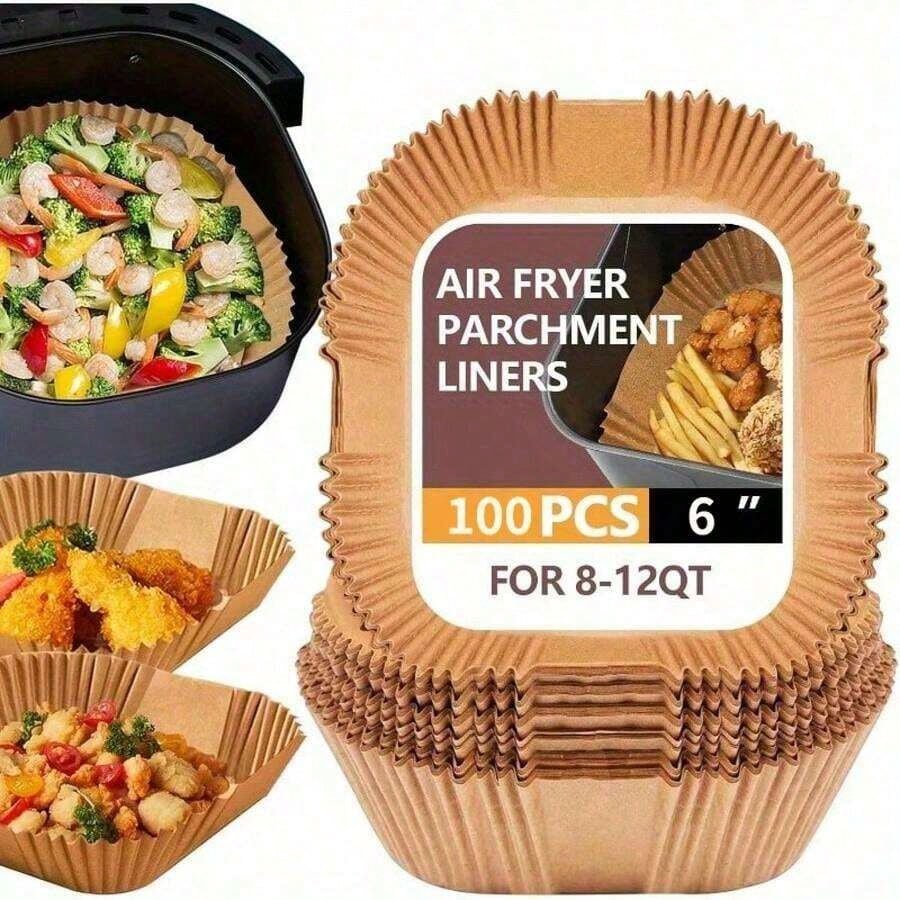 Kitchen Paper For Baking - 100pcs, Square Disposable Air Fryer Liners