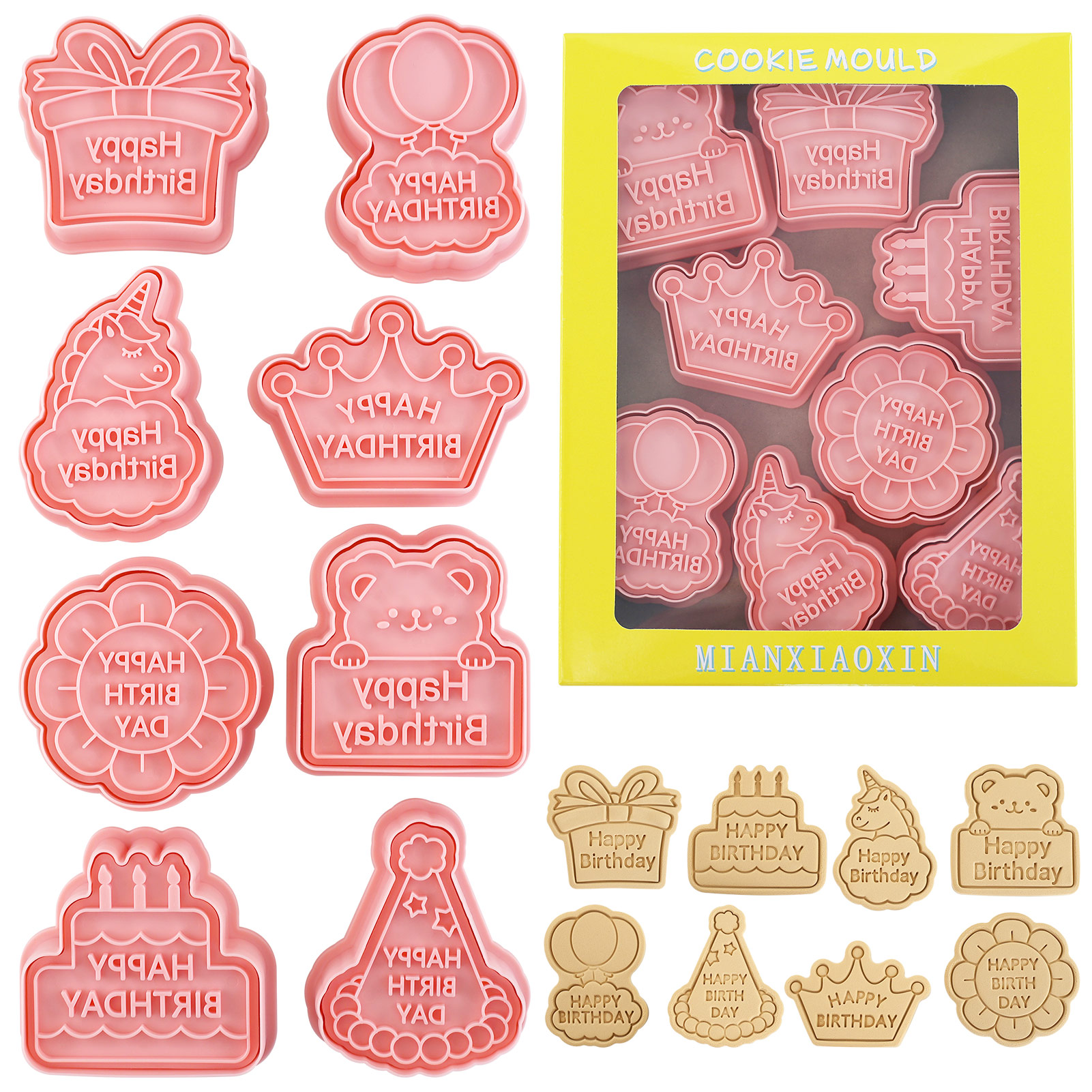 Baking Kitchen Diy - 8pcs Happy Birthday Cookie Cutter with