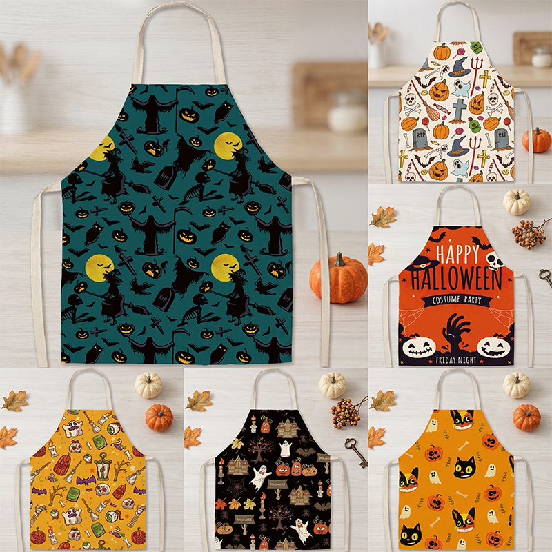 Kitchen Witch Baking - Happy Halloween Witch Pumpkin Print Apron