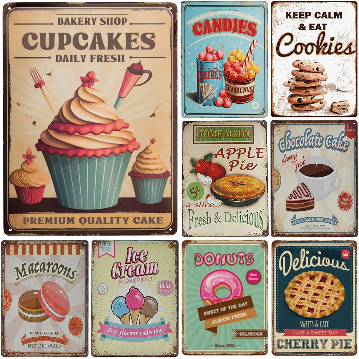 HD Tin Sign Vintage Bakery Des - Kitchen Set Bakery avaliação e preço