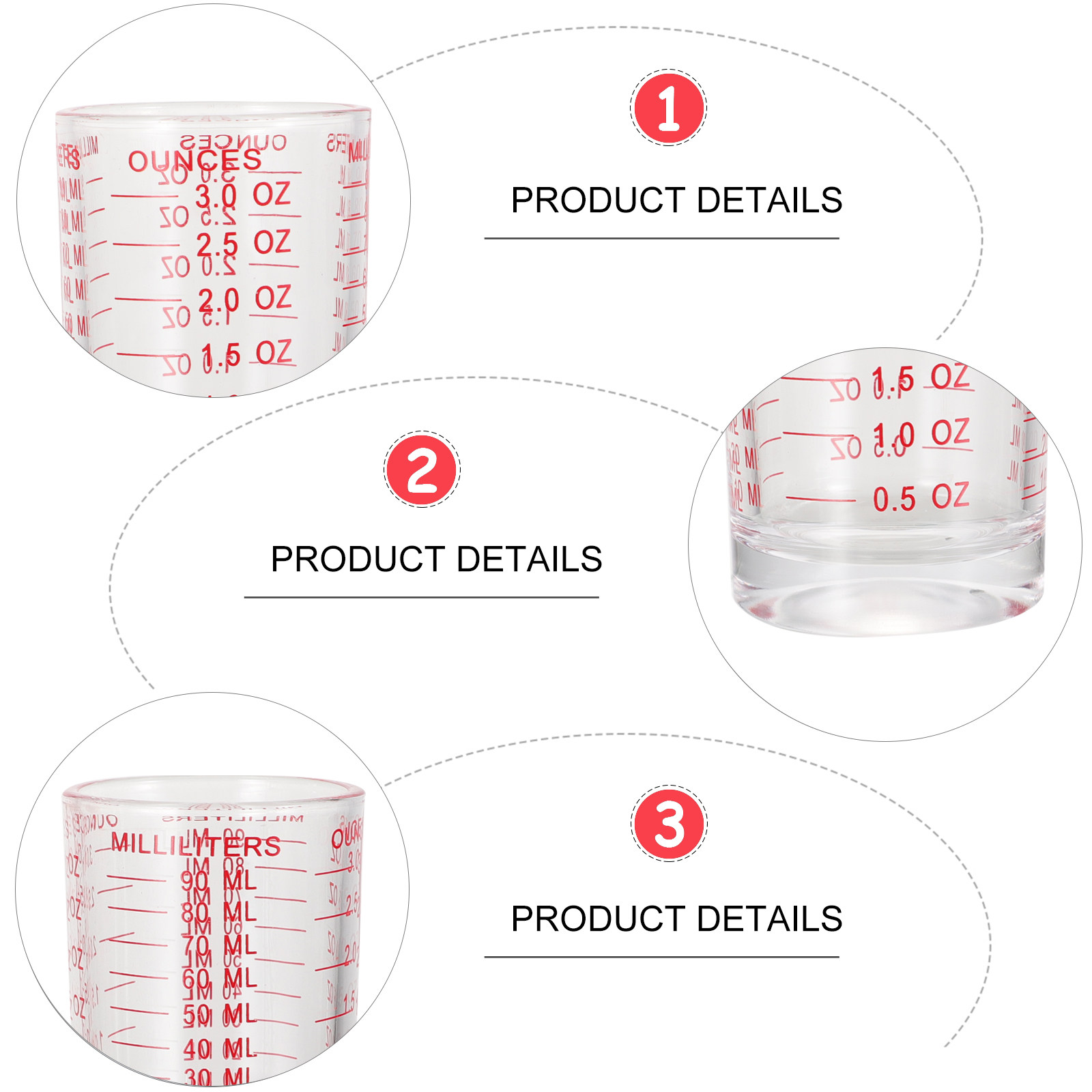 3Pcs Reusable Glass Measuring  - Kitchen Baking Tools avaliação e preço
