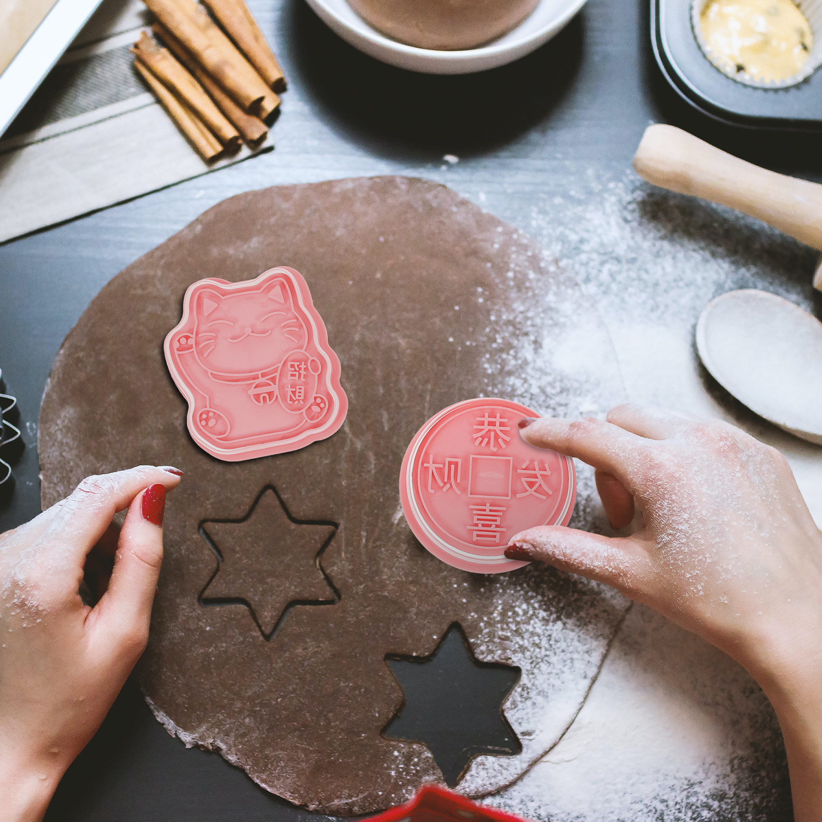 8Pcs New Year Cookie Molds Cre - Baking Kitchen Diy avaliação e preço