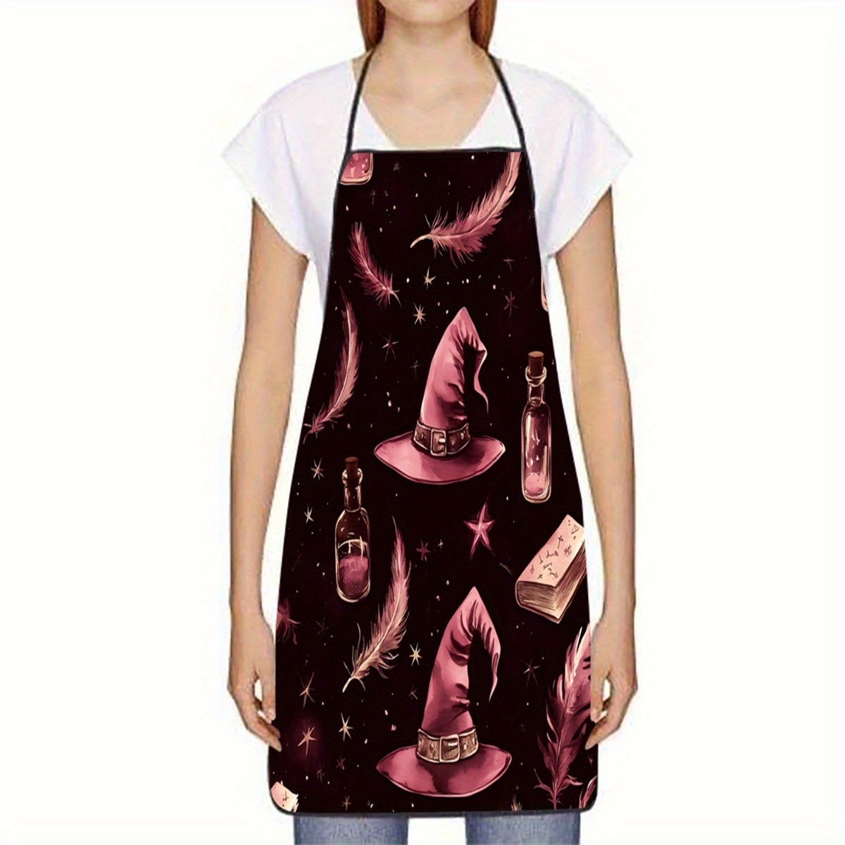 1pc Witch Hat & Feather Print  - Kitchen Witch Baking avaliação e preço