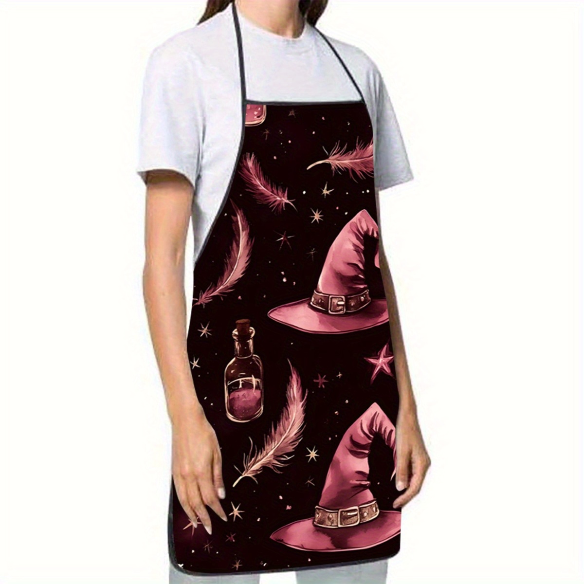 1pc Witch Hat & Feather Print  - Kitchen Witch Baking avaliação e preço