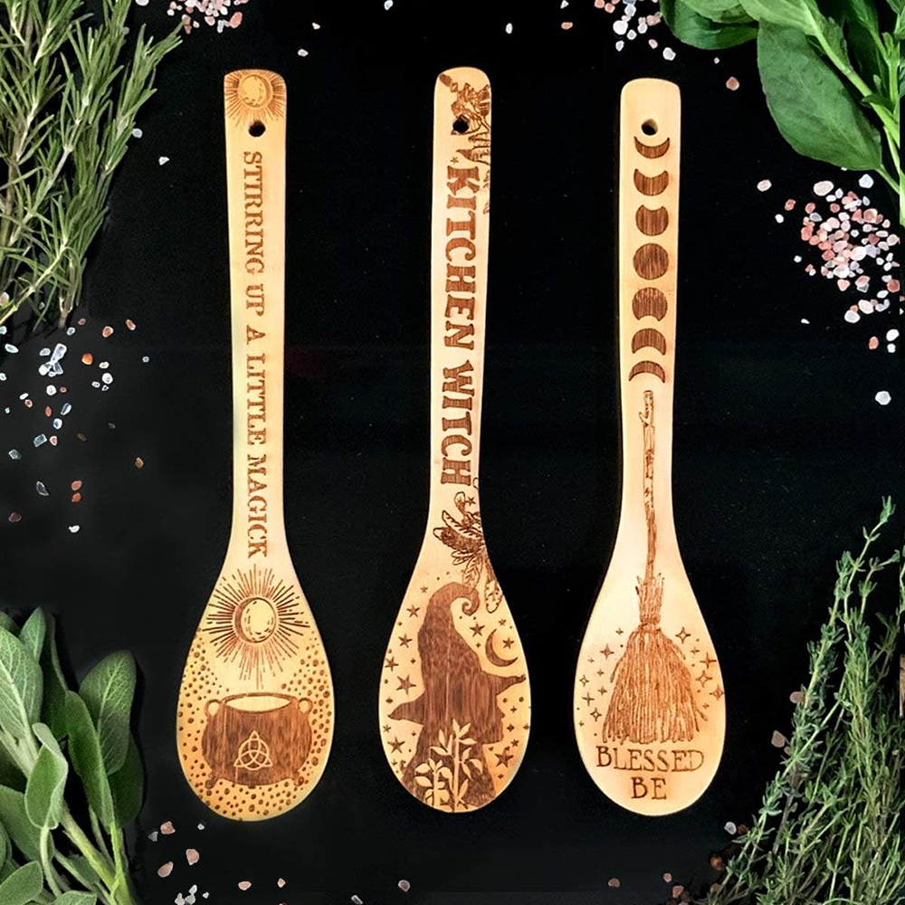 Witchy Decor Yule Bamboo Woode - Kitchen Witch Baking avaliação e preço