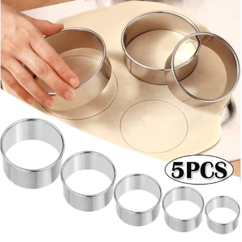 5PCS Round Stainless Steel Bis - Kitchen Appliances For Baking avaliação e preço