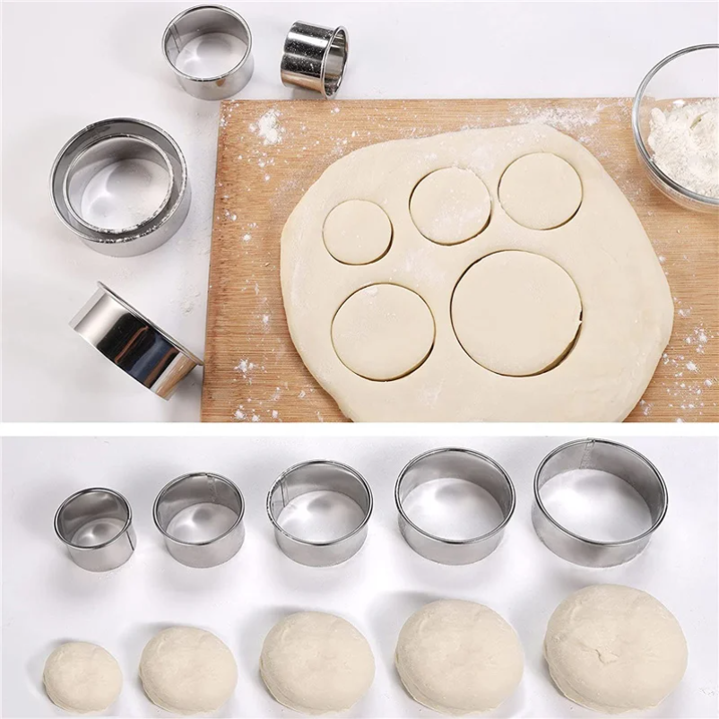 5PCS Round Stainless Steel Bis - Kitchen Appliances For Baking avaliação e preço