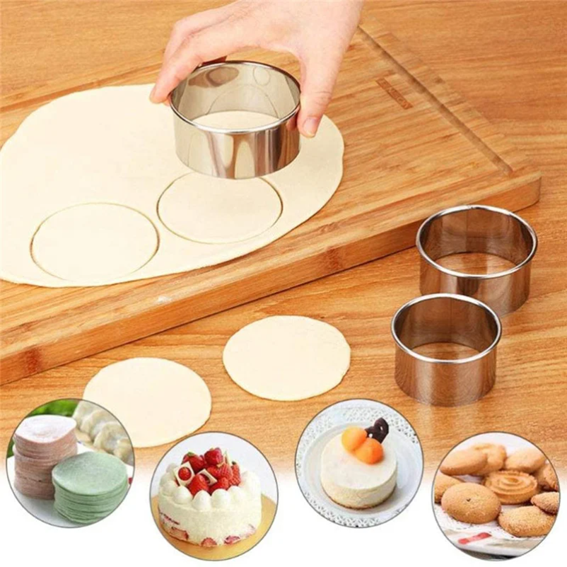 5PCS Round Stainless Steel Bis - Kitchen Appliances For Baking avaliação e preço