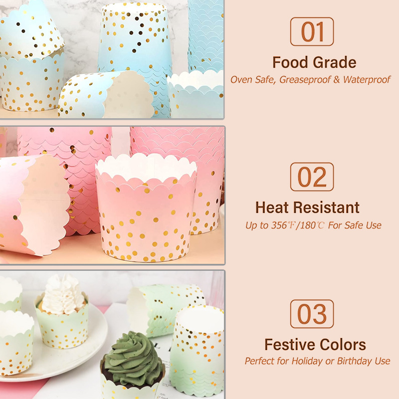 50Pcs Gold Dots Paper Baking C - Kitchen Paper For Baking avaliação e preço