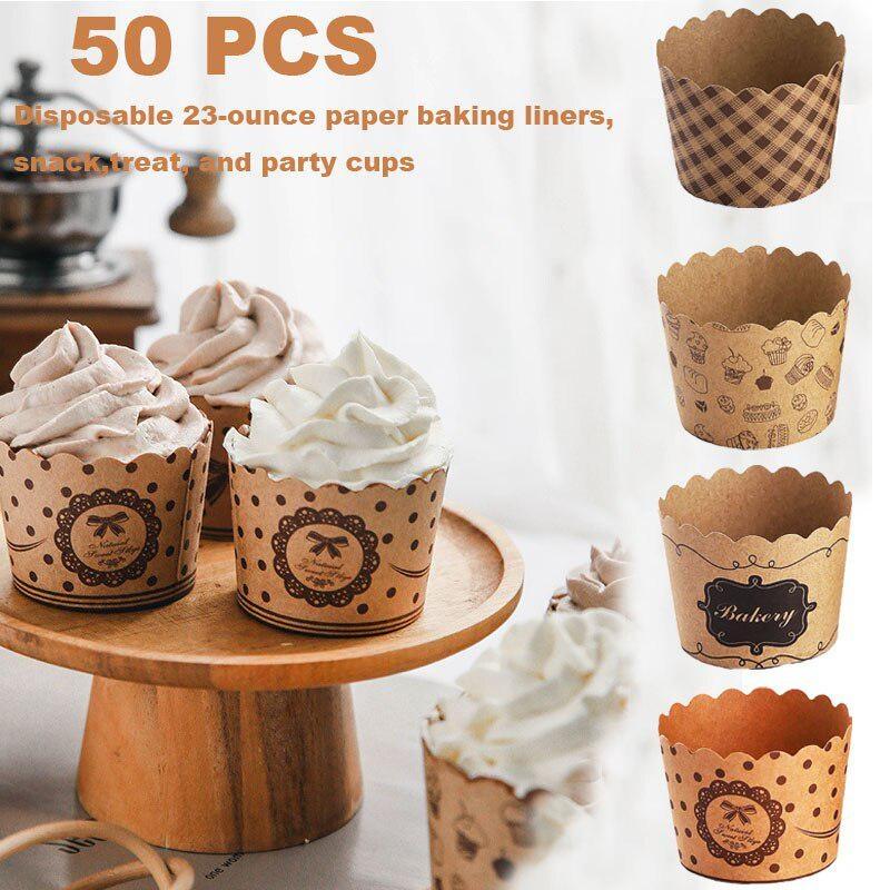 50Pcs/Pack Cupcake Paper Cups  - Kitchen Paper For Baking avaliação e preço
