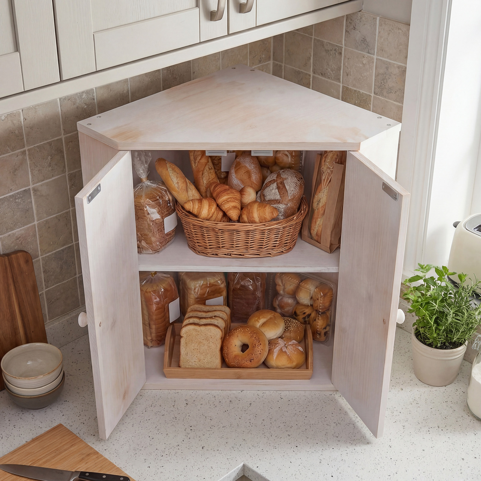 COSTWAY Corner Bread Box for K - Kitchen Baking Corner avaliação e preço
