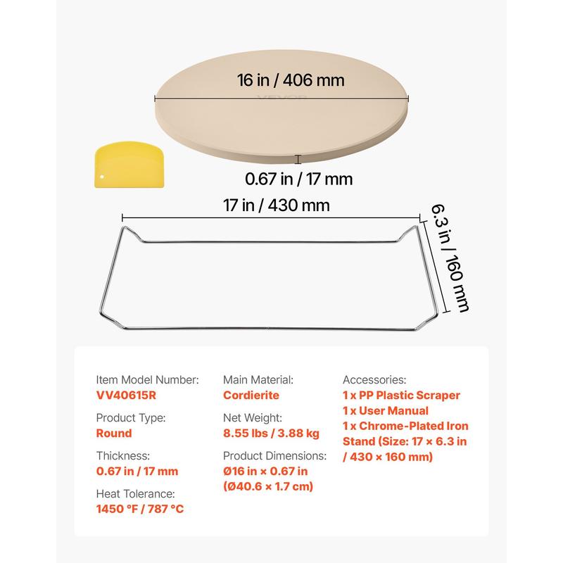 Pizza Stone, 16 in Round Pizza - Kitchen Baking Rack avaliação e preço
