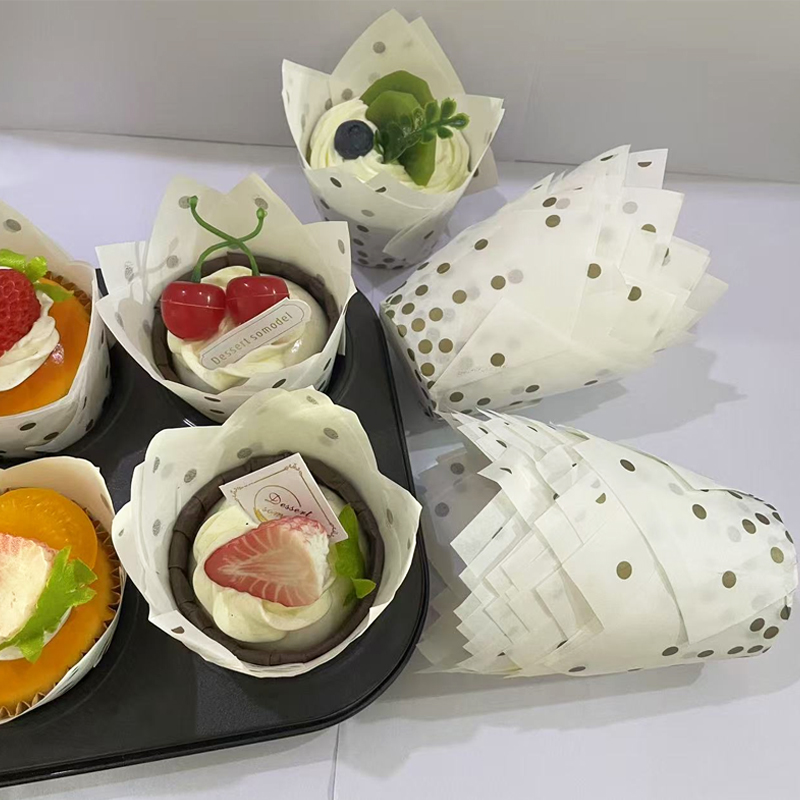 50Pcs/100Pcs Gold Dot Tulip Ca - Kitchen Paper For Baking avaliação e preço