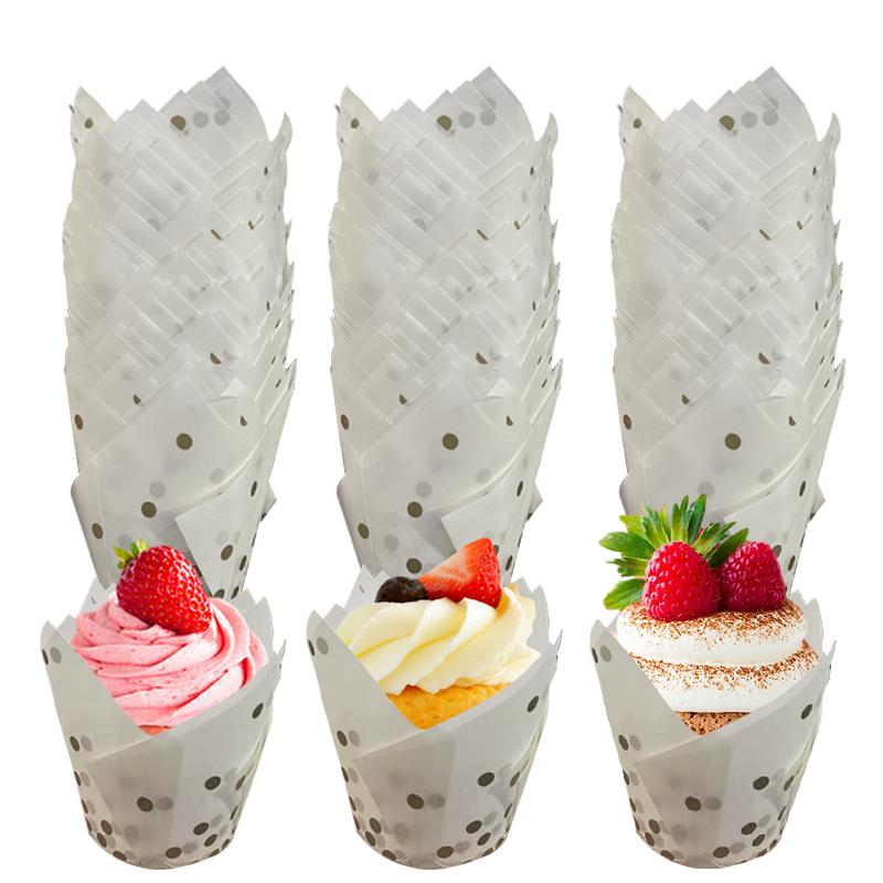 50Pcs/100Pcs Gold Dot Tulip Ca - Kitchen Paper For Baking avaliação e preço