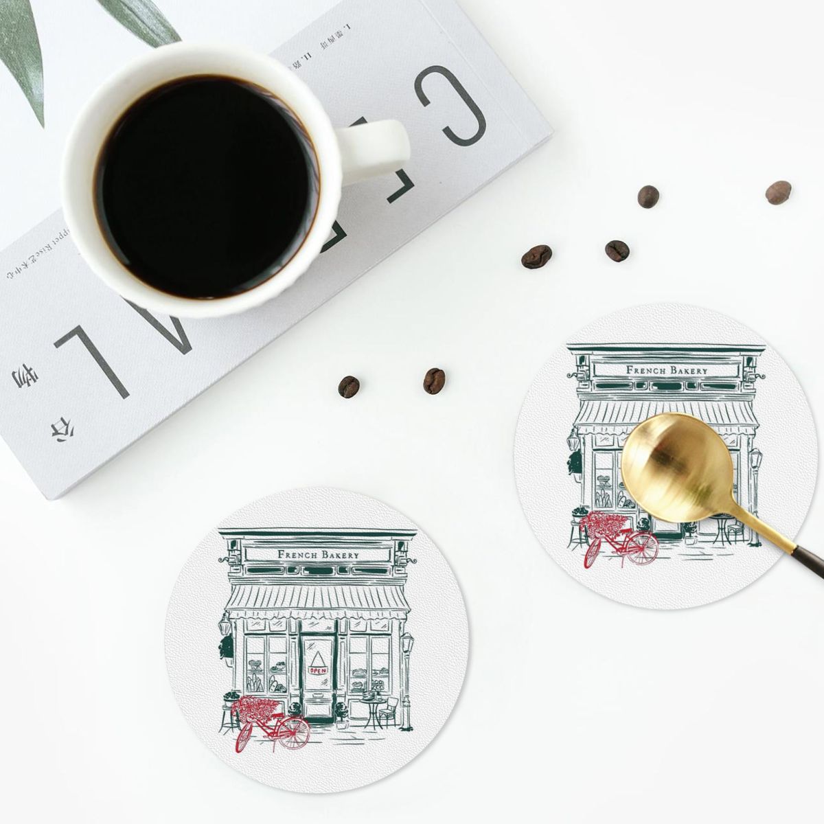 French Bakery Coasters PVC Lea - Kitchen Set Bakery avaliação e preço